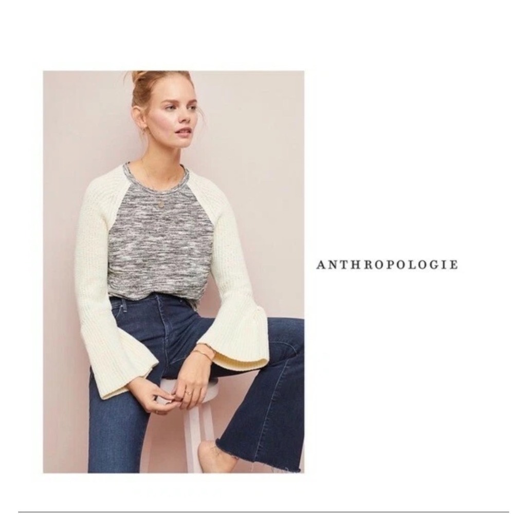 Anthropologie x Dolan Left Coast Collection Knit Sweater Bell Sleeve Top Medium